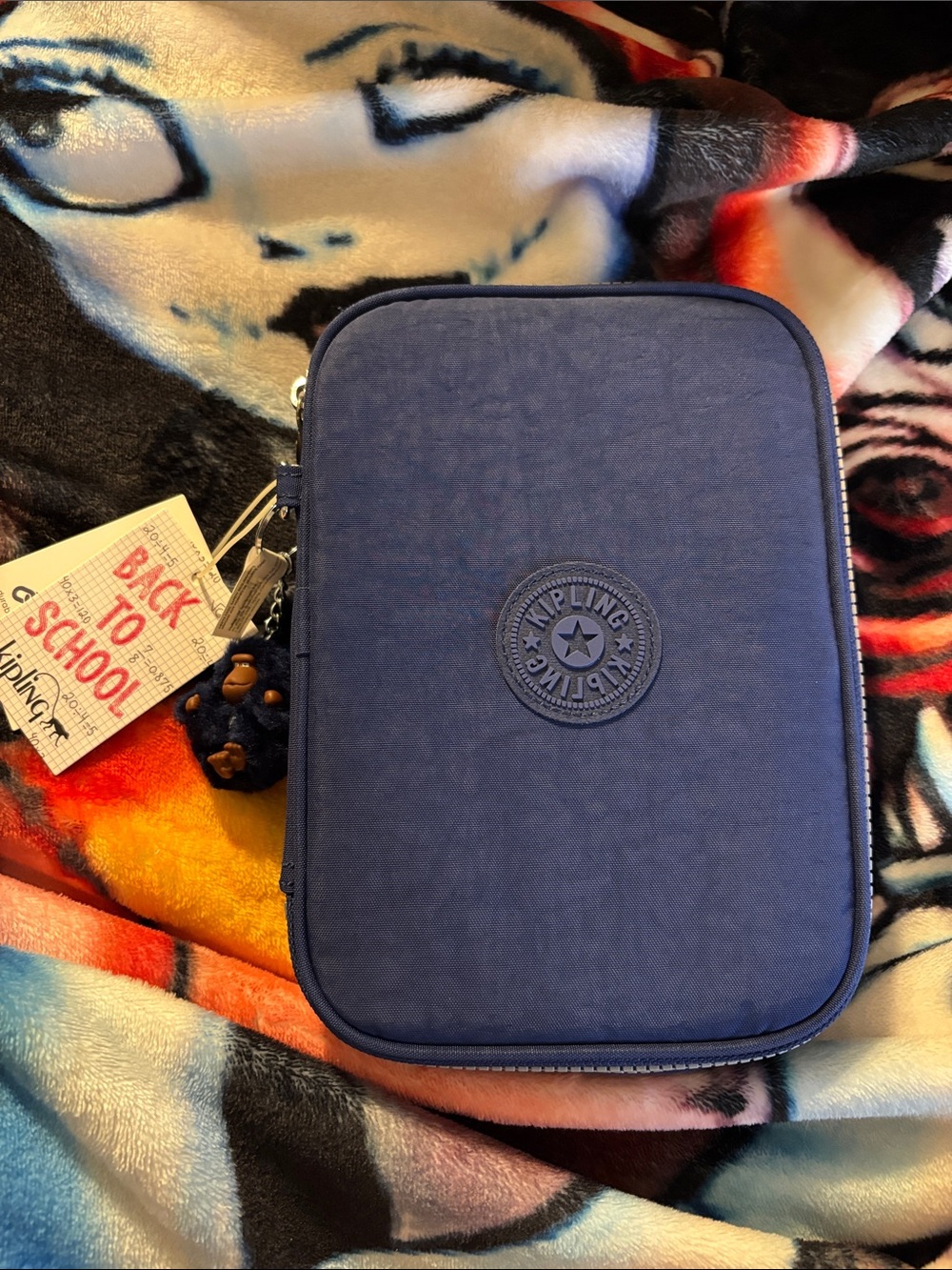 Kipling Navy Blue Travel  Organizer with Monkey Charm NWT